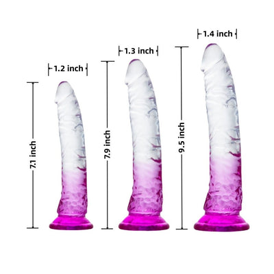 Loveangels Clear And Purple Realistic Feel Training Dildo 3pk - Loveangels