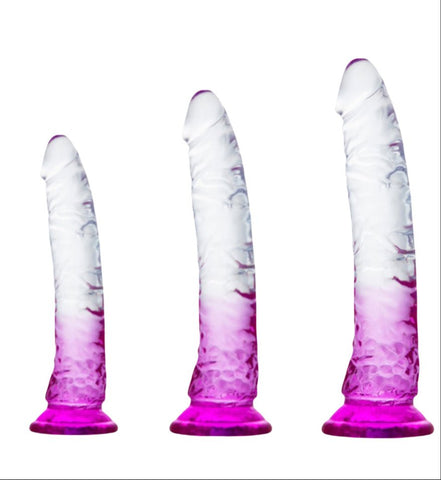 Loveangels Clear And Purple Realistic Feel Training Dildo 3pk - Loveangels