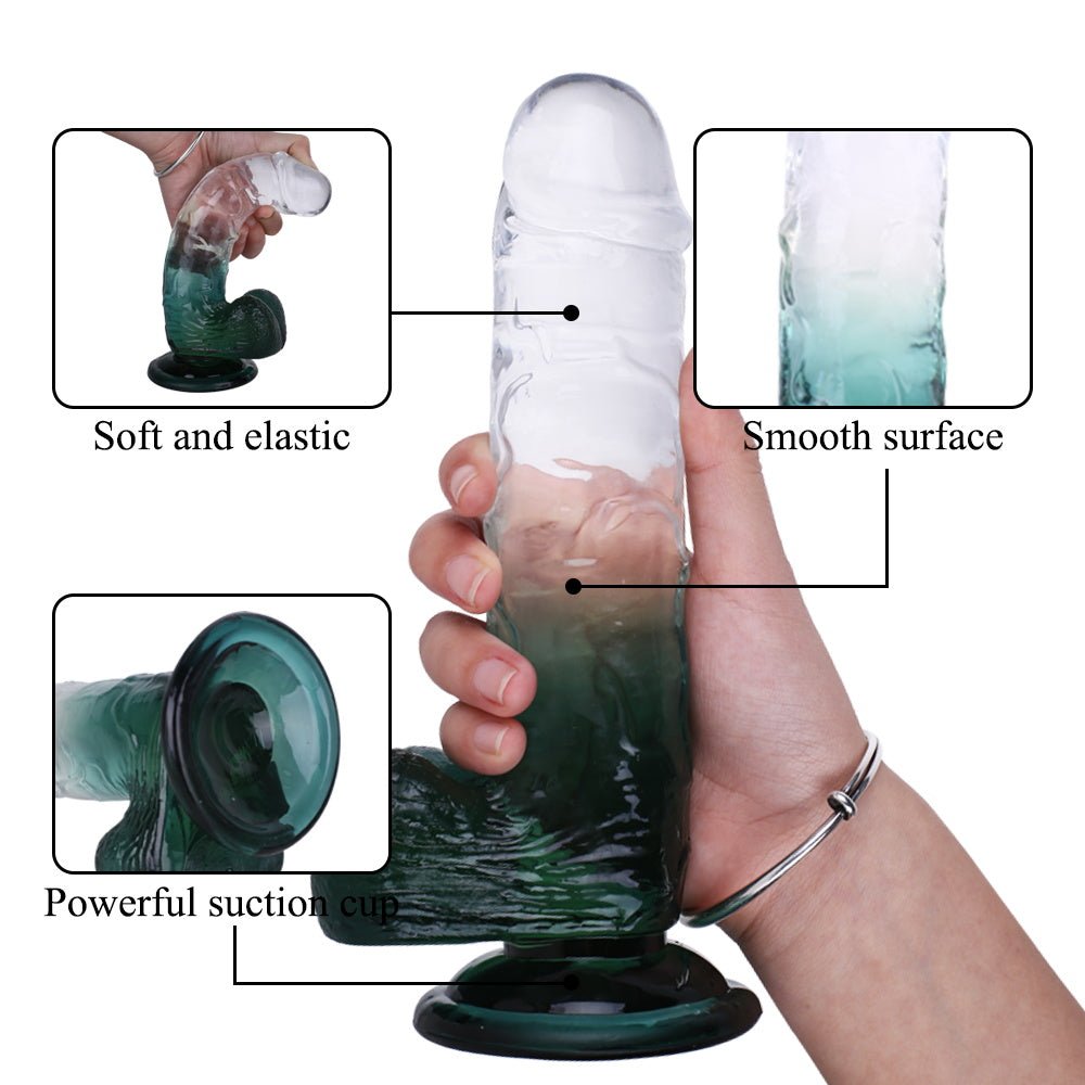 Loveangels Clear Core Fresh Crystal Green 21cm Dildo - Loveangels