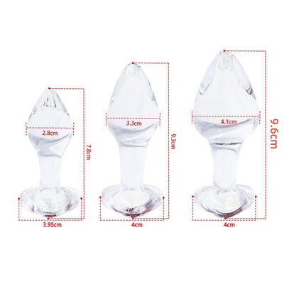 Loveangels Clear Glass Anal Plug Set With Heart Gems - Loveangels
