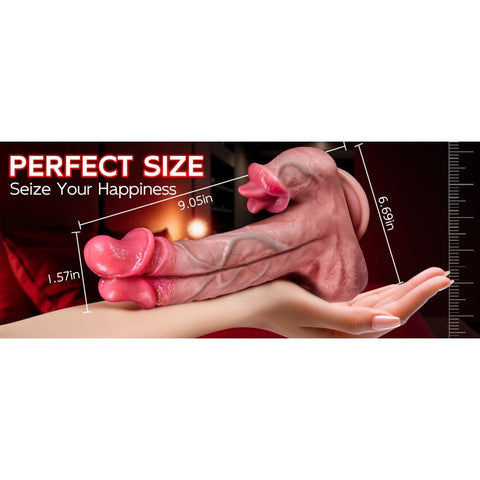 Loveangels Double Trouble: 4 - in - 1 Vibrating Thrusting Dildo Heating Tongue Stimulation - Loveangels