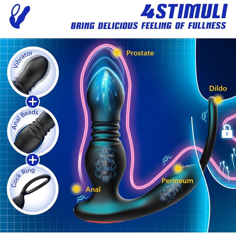 Loveangels Dual Wave Remote Control Thrusting Vibrator - Loveangels