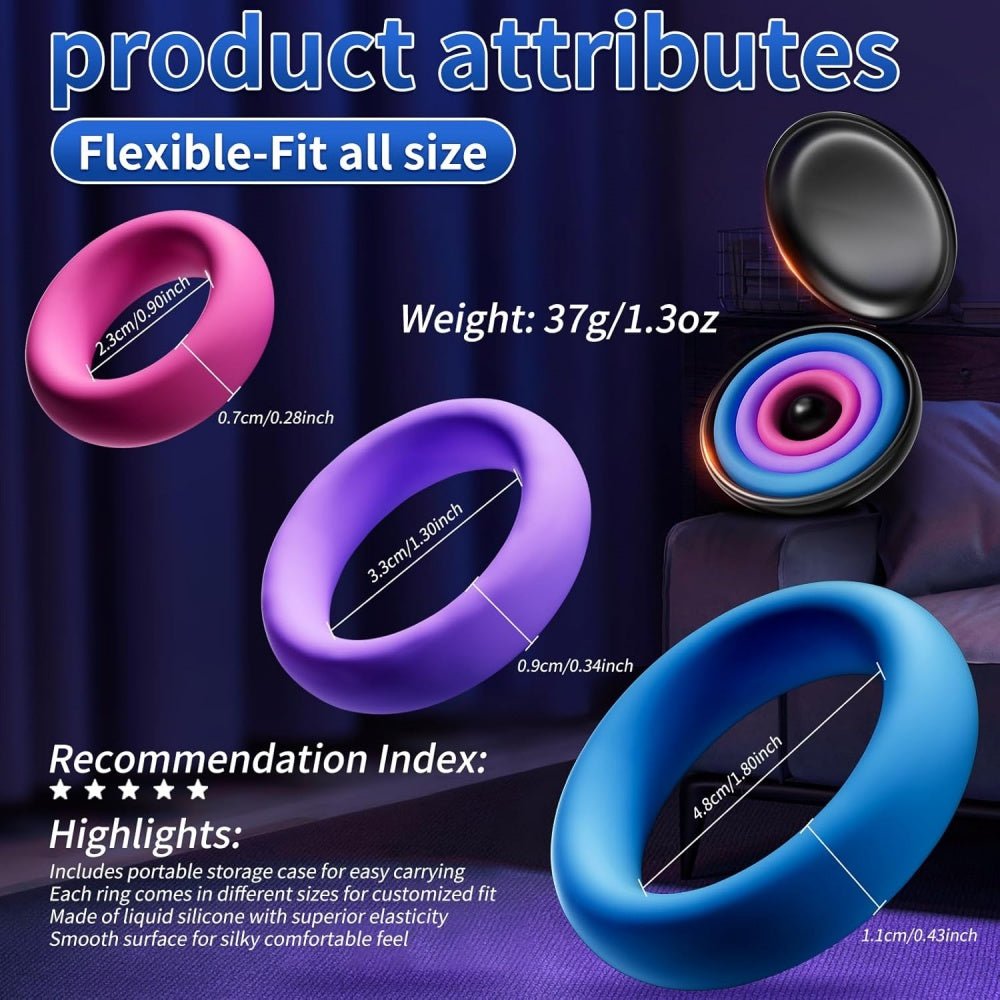 Loveangels Flex Rings 3pc Silicone Ring Set - Loveangels