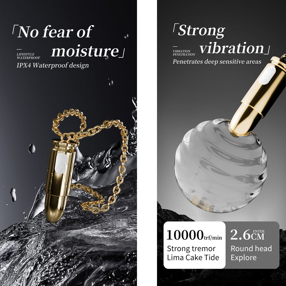 Loveangels Gold Remote Control Vibrating Bullet Egg Necklace - Remote control vibrating bullet egg