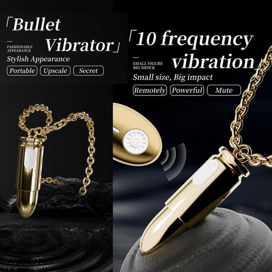 Loveangels Gold Remote Control Vibrating Bullet Egg Necklace - Remote control vibrating bullet egg