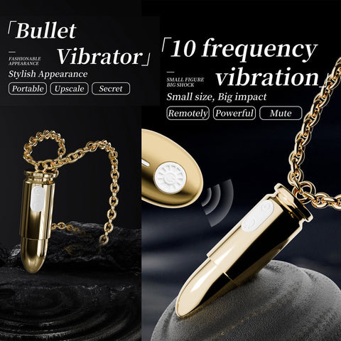 Loveangels Gold Remote Control Vibrating Bullet Egg Necklace - Remote control vibrating bullet egg