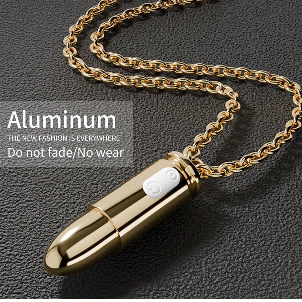 Loveangels Gold Remote Control Vibrating Bullet Egg Necklace - Remote control vibrating bullet egg