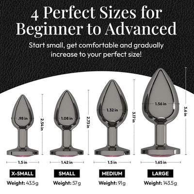 Loveangels Gunmetal Metal Rose Gem Butt Plug Set - Loveangels