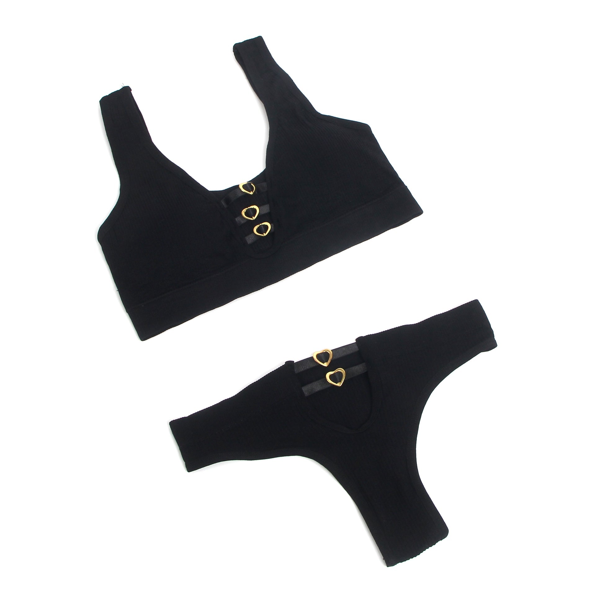 Loveangels Heart Buckle Seamless 2pc Set - Loveangels