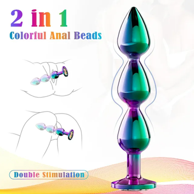 Loveangels Iridescent Metal Anal Beads Butt Plug - Loveangels