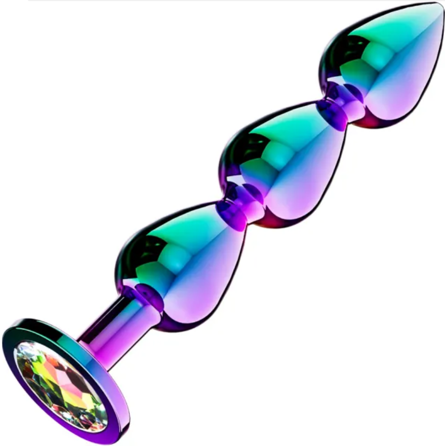 Loveangels Iridescent Metal Anal Beads Butt Plug - Loveangels