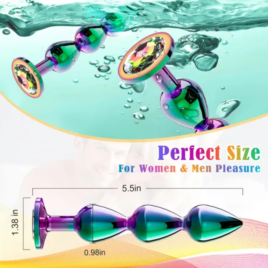 Loveangels Iridescent Metal Anal Beads Butt Plug - Loveangels
