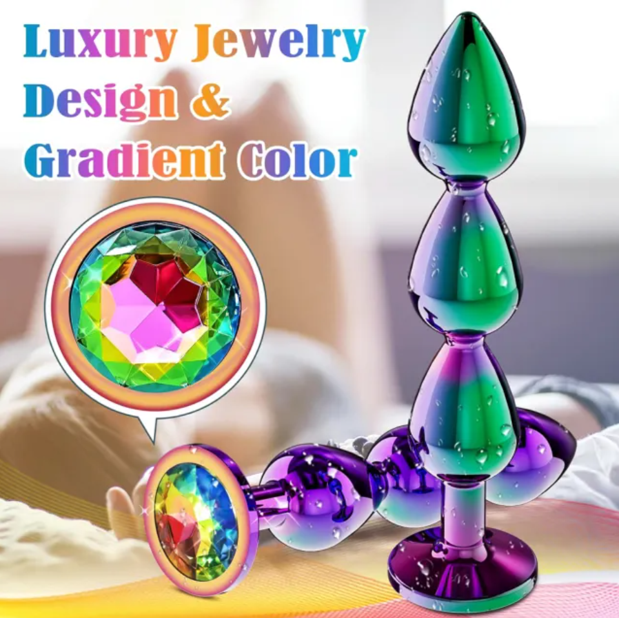 Loveangels Iridescent Metal Anal Beads Butt Plug - Loveangels