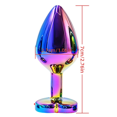 Loveangels Iridescent Metal Butt Plug With Heart Gem Base - Loveangels