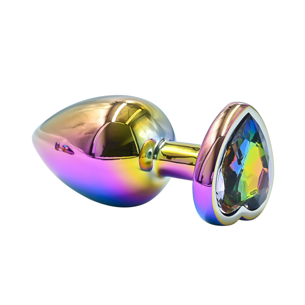 Loveangels Iridescent Metal Butt Plug With Heart Gem Base - Loveangels