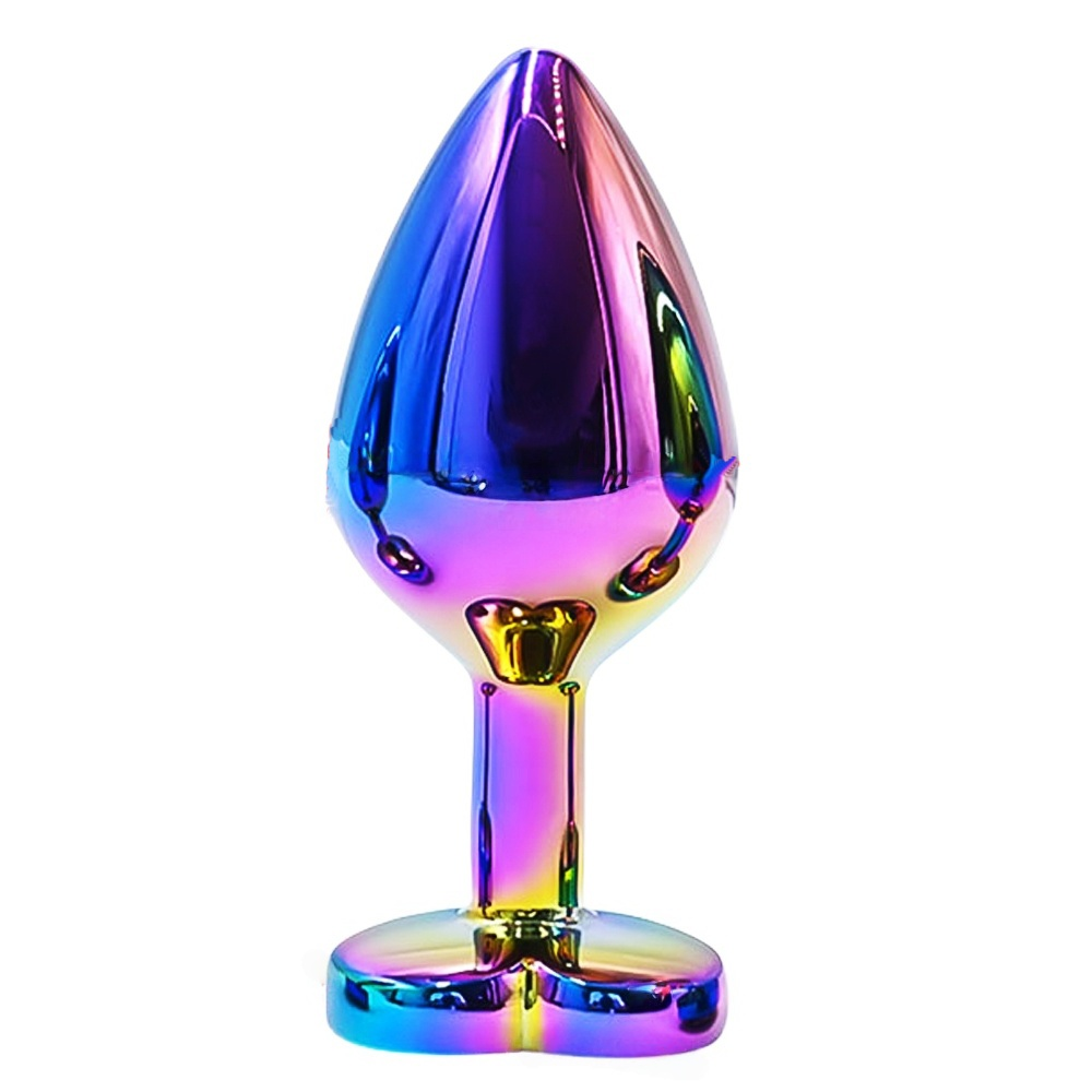 Loveangels Iridescent Metal Butt Plug With Heart Gem Base - Loveangels