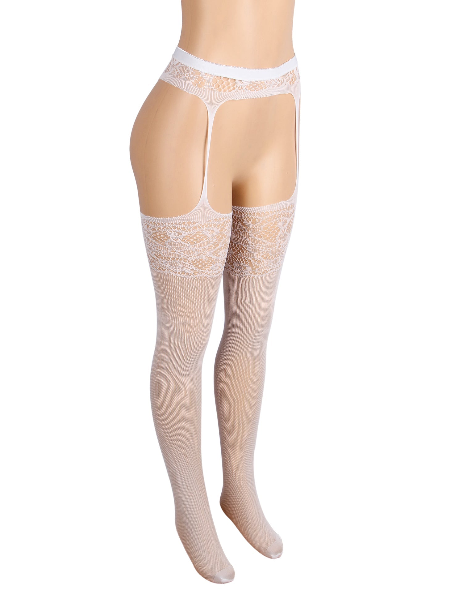 Loveangels Lace And Fishnet Suspender Tights - Loveangels