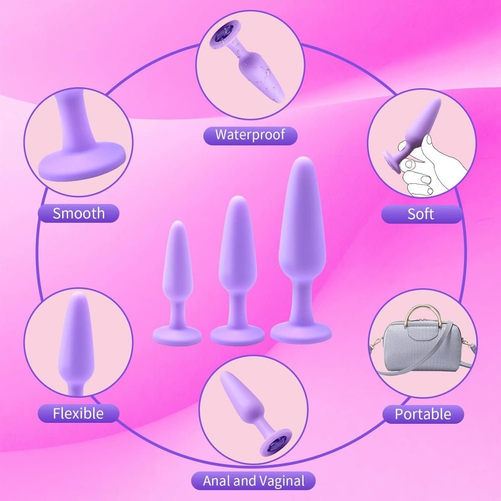 Loveangels Lavender Gem Silicone Anal Plug Set - Loveangels