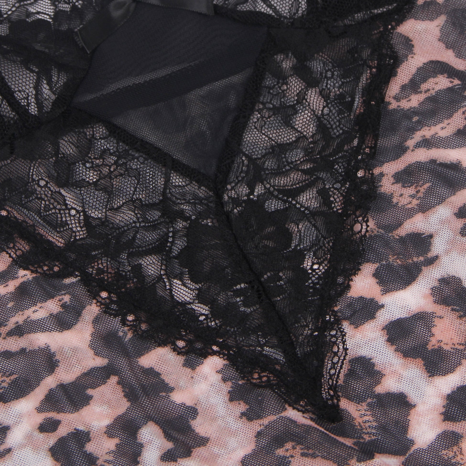 Loveangels Leopard And Black Lace Teddy - Loveangels