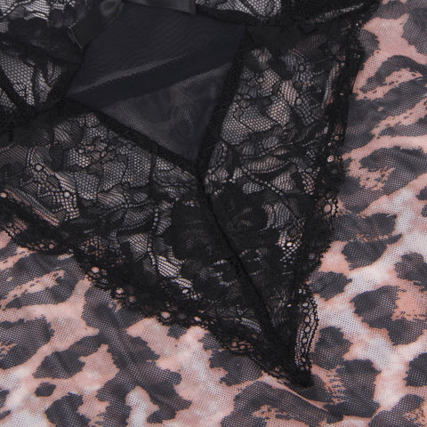 Loveangels Leopard And Black Lace Teddy - Loveangels