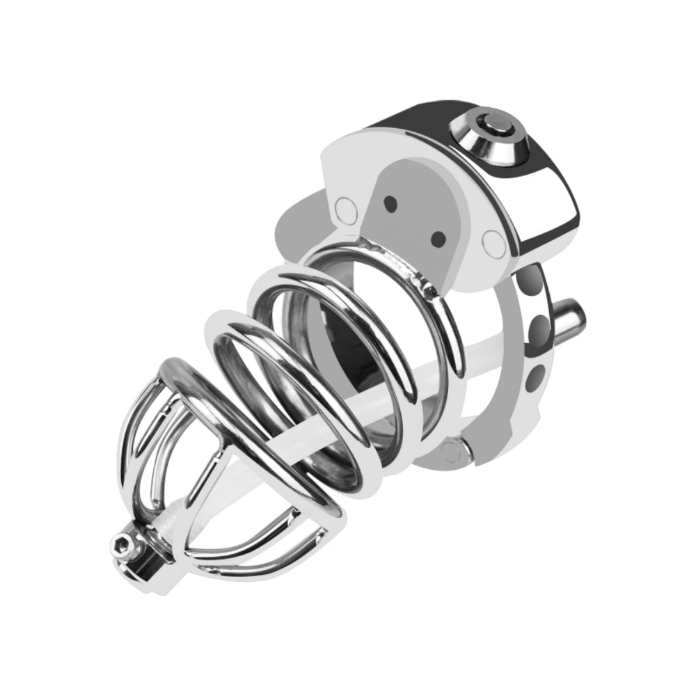 Loveangels Manos Steel Chastity Cage With Urethral Tube - Loveangels