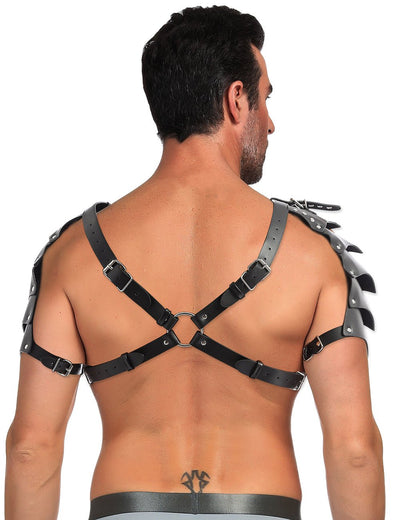 Loveangels Men's Leather Look Adjustable Chest Harness - Loveangels