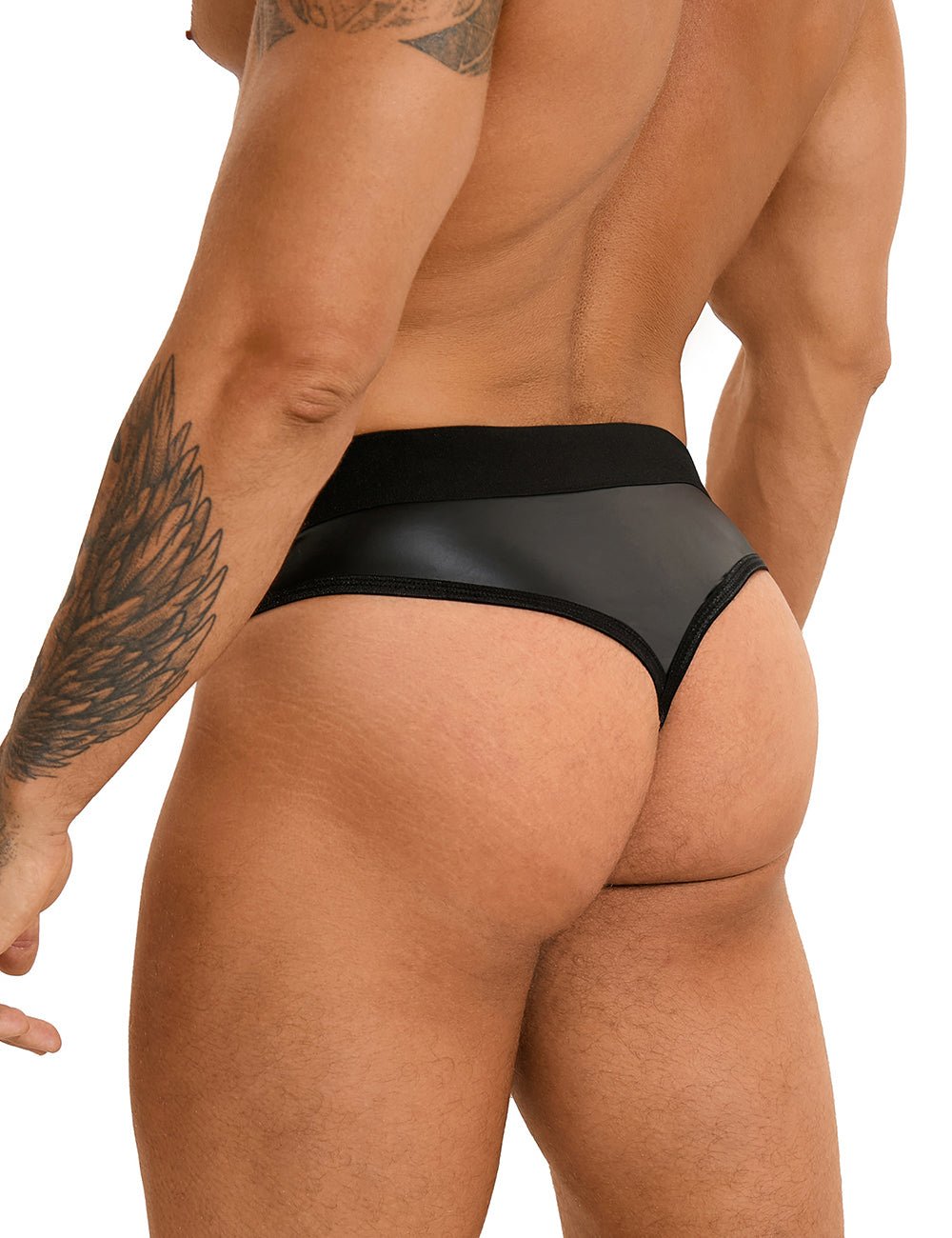 Loveangels Men's PU Cheeky Cut Out Briefs - Loveangels