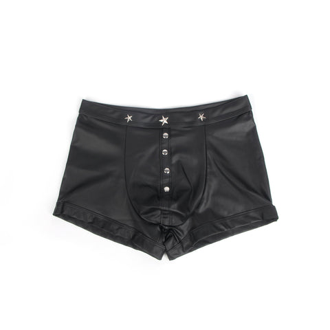 Loveangels Men's Wet Look Shorts With Button Design - Loveangels