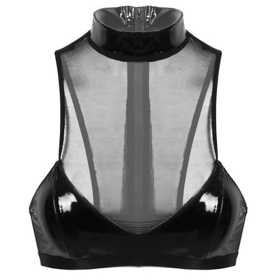 Loveangels Mesh And Wet Look Bra - Loveangels