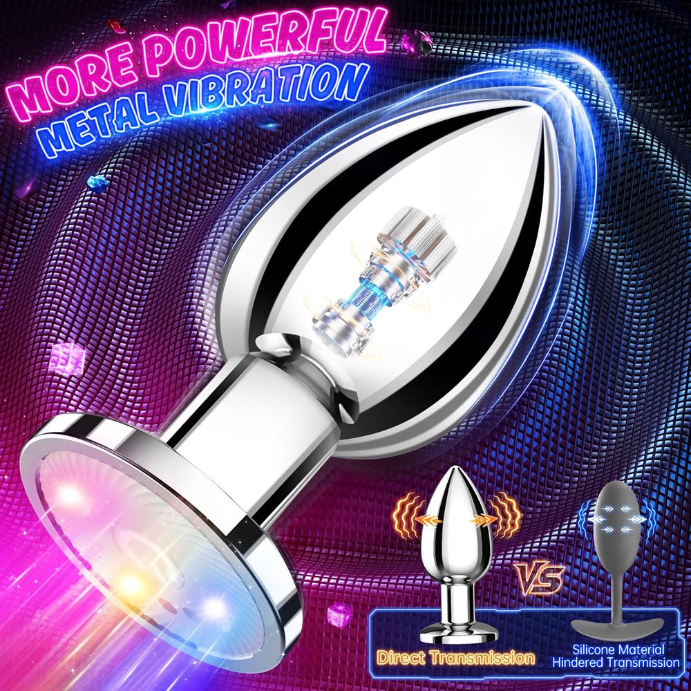 Loveangels Metal Vibrating Light - Up Base Anal Plug With Remote And App - Loveangels