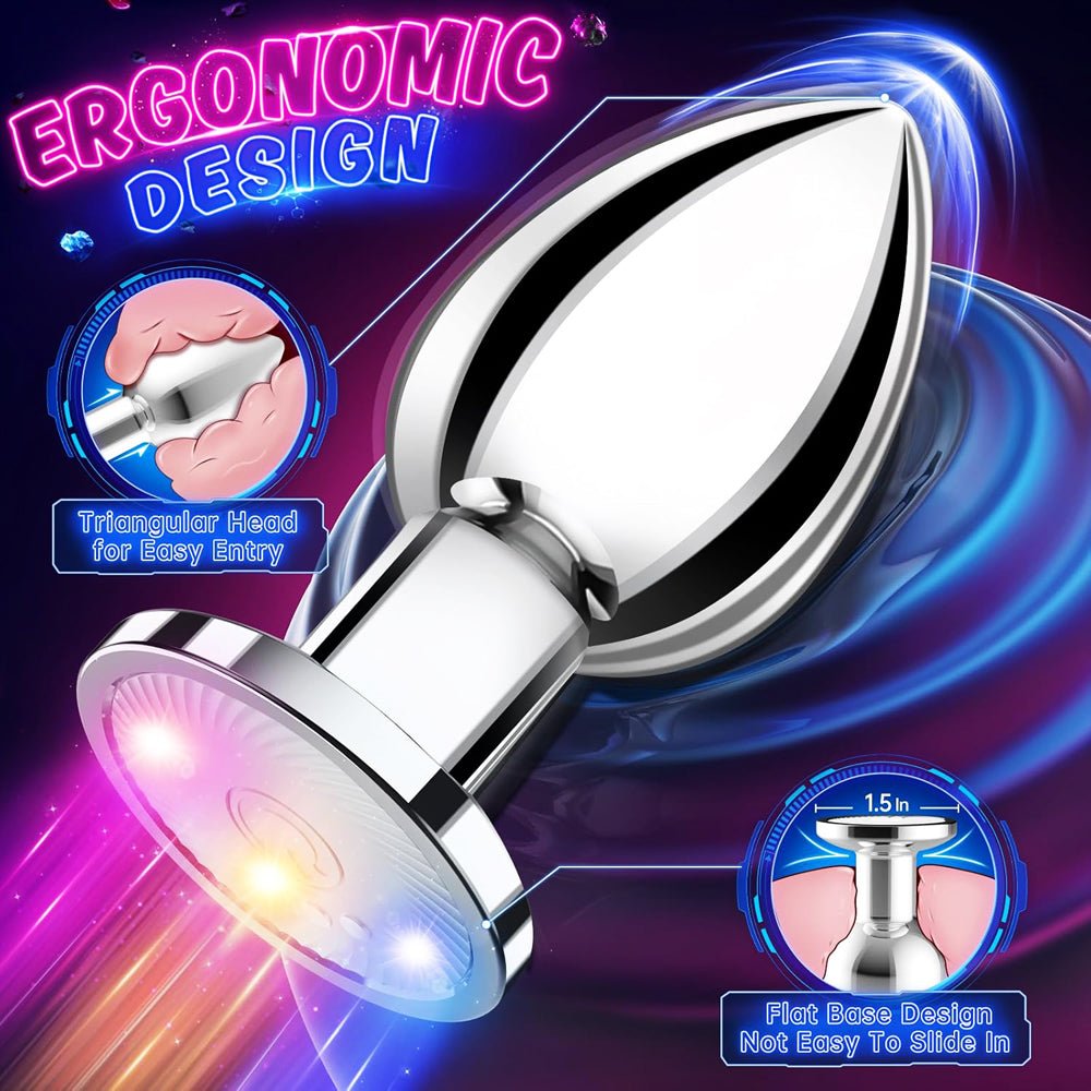Loveangels Metal Vibrating Light - Up Base Anal Plug With Remote And App - Loveangels