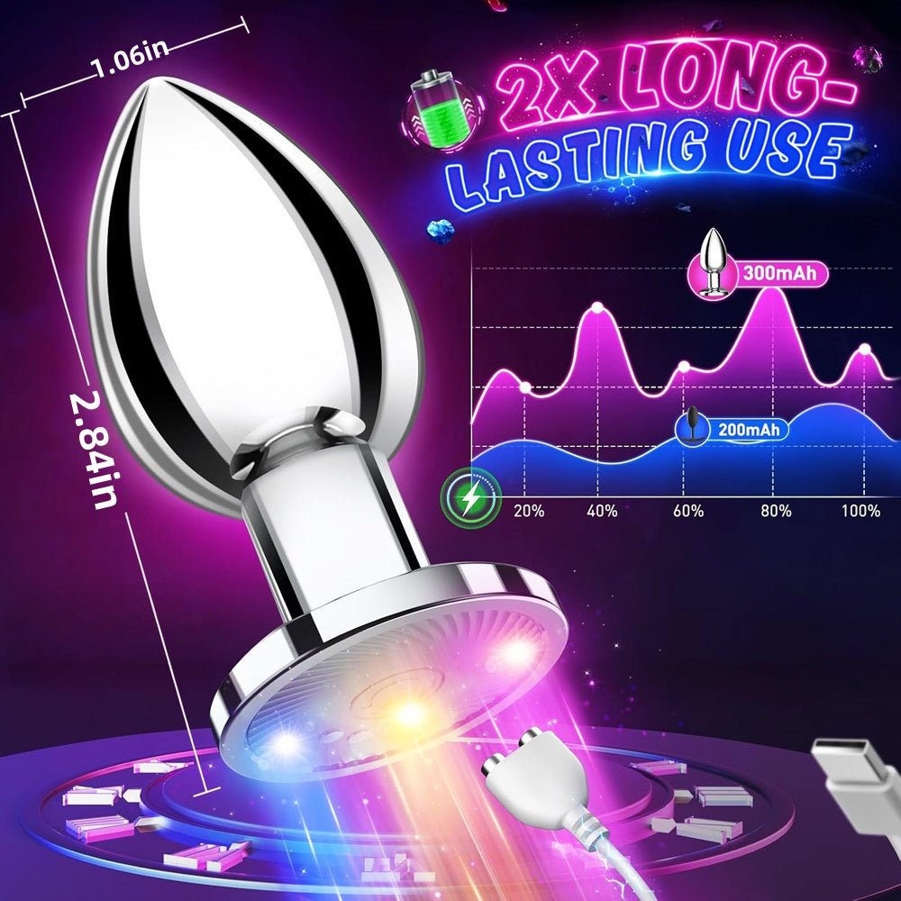 Loveangels Metal Vibrating Light - Up Base Anal Plug With Remote And App - Loveangels