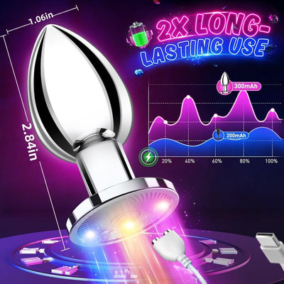 Loveangels Metal Vibrating Light - Up Base Anal Plug With Remote And App - Loveangels