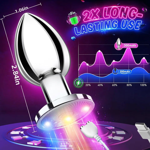 Loveangels Metal Vibrating Light - Up Base Anal Plug With Remote And App - Loveangels
