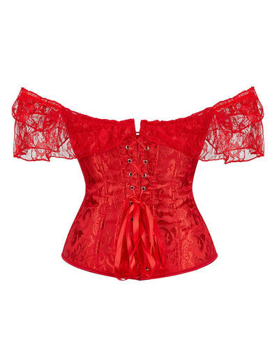 Loveangels Off Shoulder Plastic Bones Lace Corsets with Panties - Loveangels