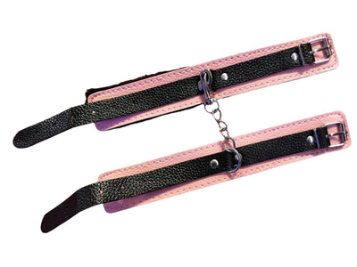 Loveangels Pink And Black Cuffs With Fur Lining - Loveangels