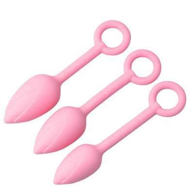 Loveangels Pink Silicone Tulip Bulb Anal Plug Set - Loveangels