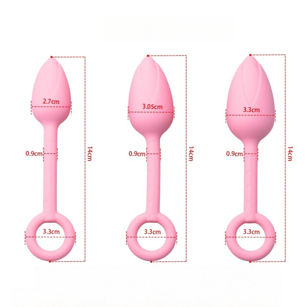 Loveangels Pink Silicone Tulip Bulb Anal Plug Set - Loveangels