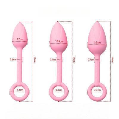 Loveangels Pink Silicone Tulip Bulb Anal Plug Set - Loveangels