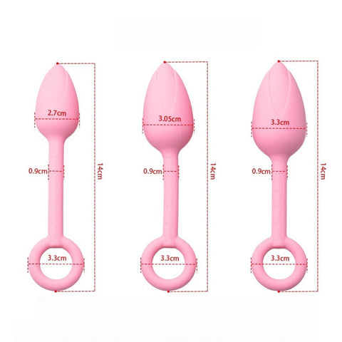 Loveangels Pink Silicone Tulip Bulb Anal Plug Set - Loveangels