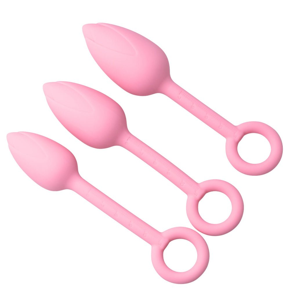 Loveangels Pink Silicone Tulip Bulb Anal Plug Set - Loveangels