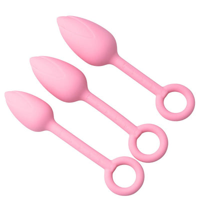 Loveangels Pink Silicone Tulip Bulb Anal Plug Set - Loveangels