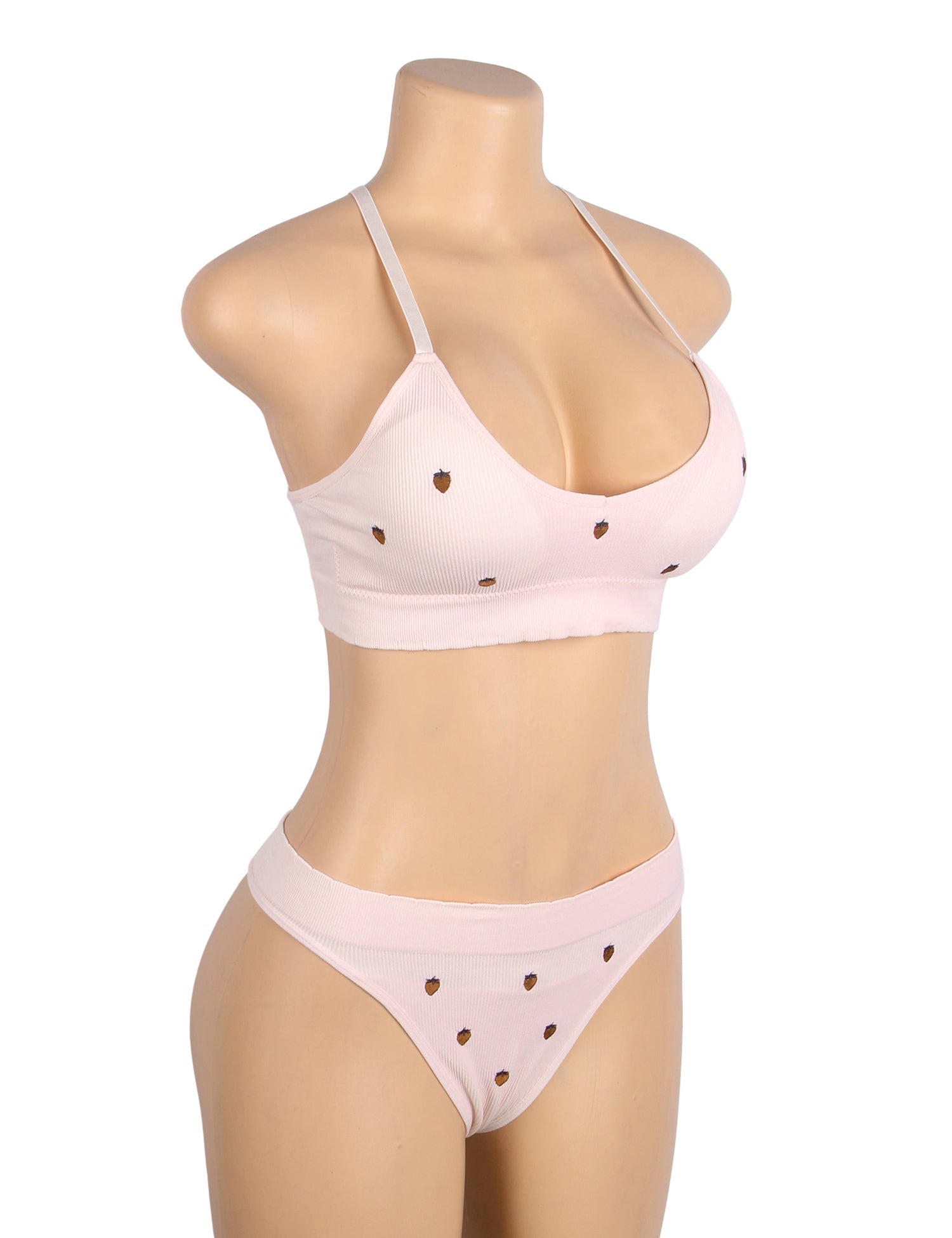 Loveangels Pink Strawberry Embroidery 2pc Set - Loveangels