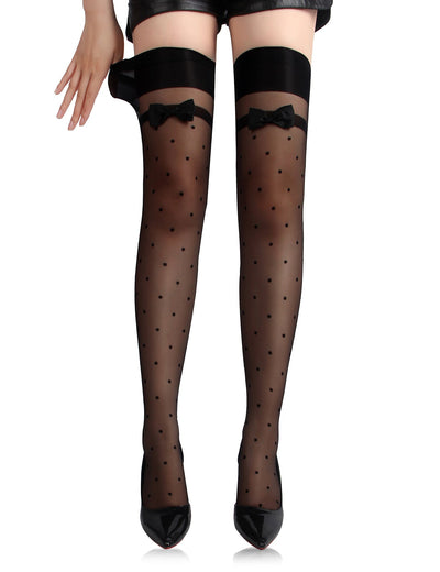 Loveangels Polka Dot Stockings With Bows - Loveangels