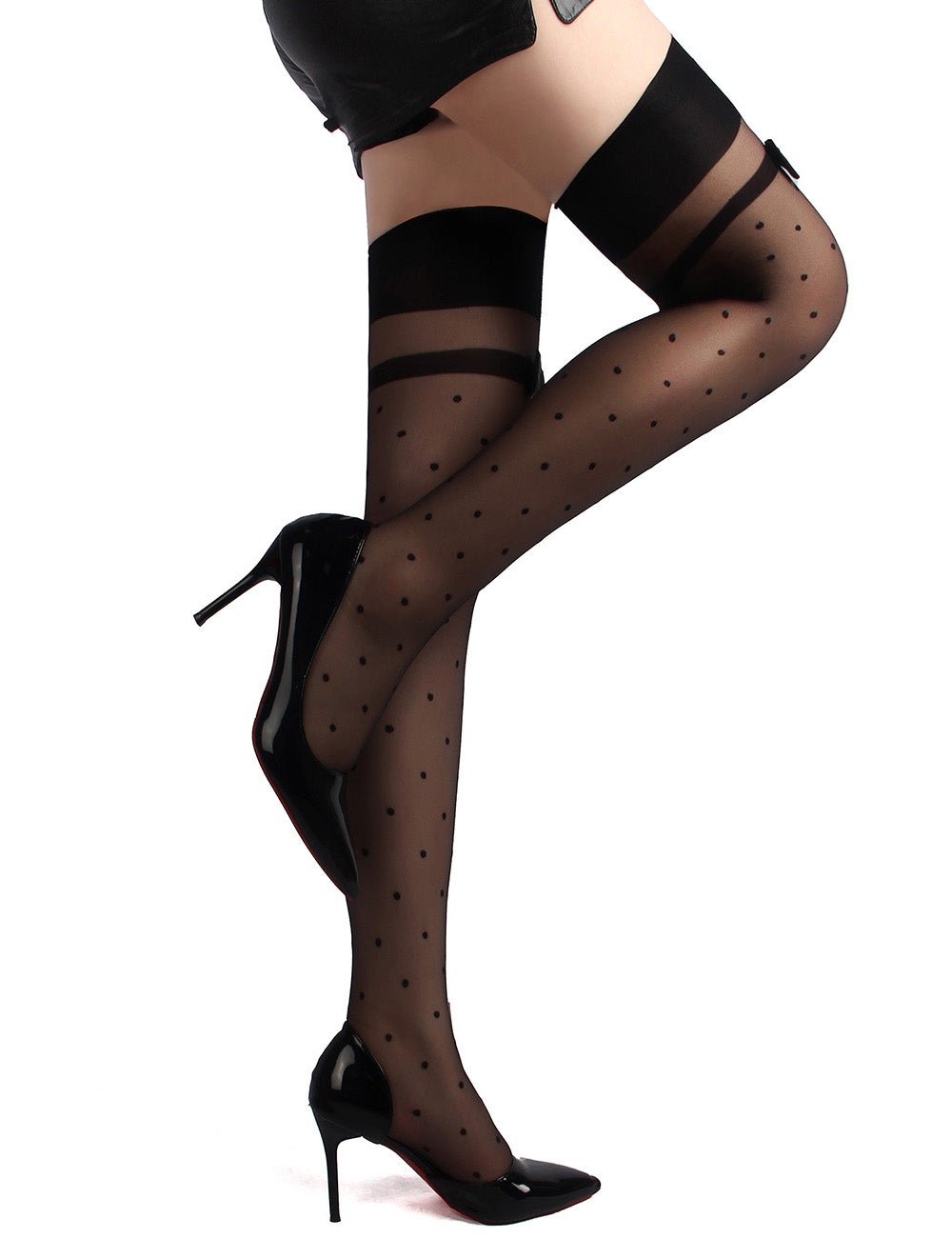 Loveangels Polka Dot Stockings With Bows - Loveangels