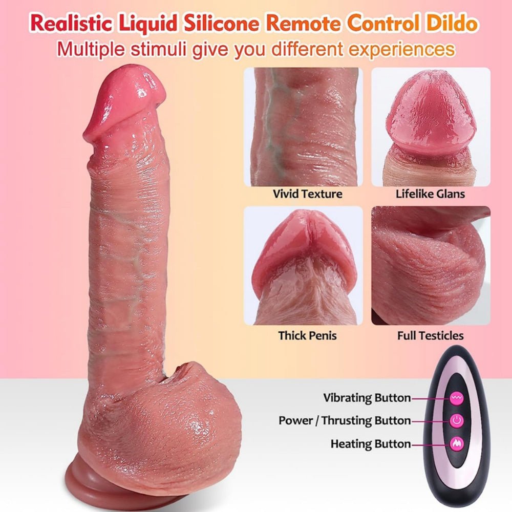 Loveangels Power Motion Remote Control Vibrating, Thrusting And Heating 8.7" Dildo - Loveangels