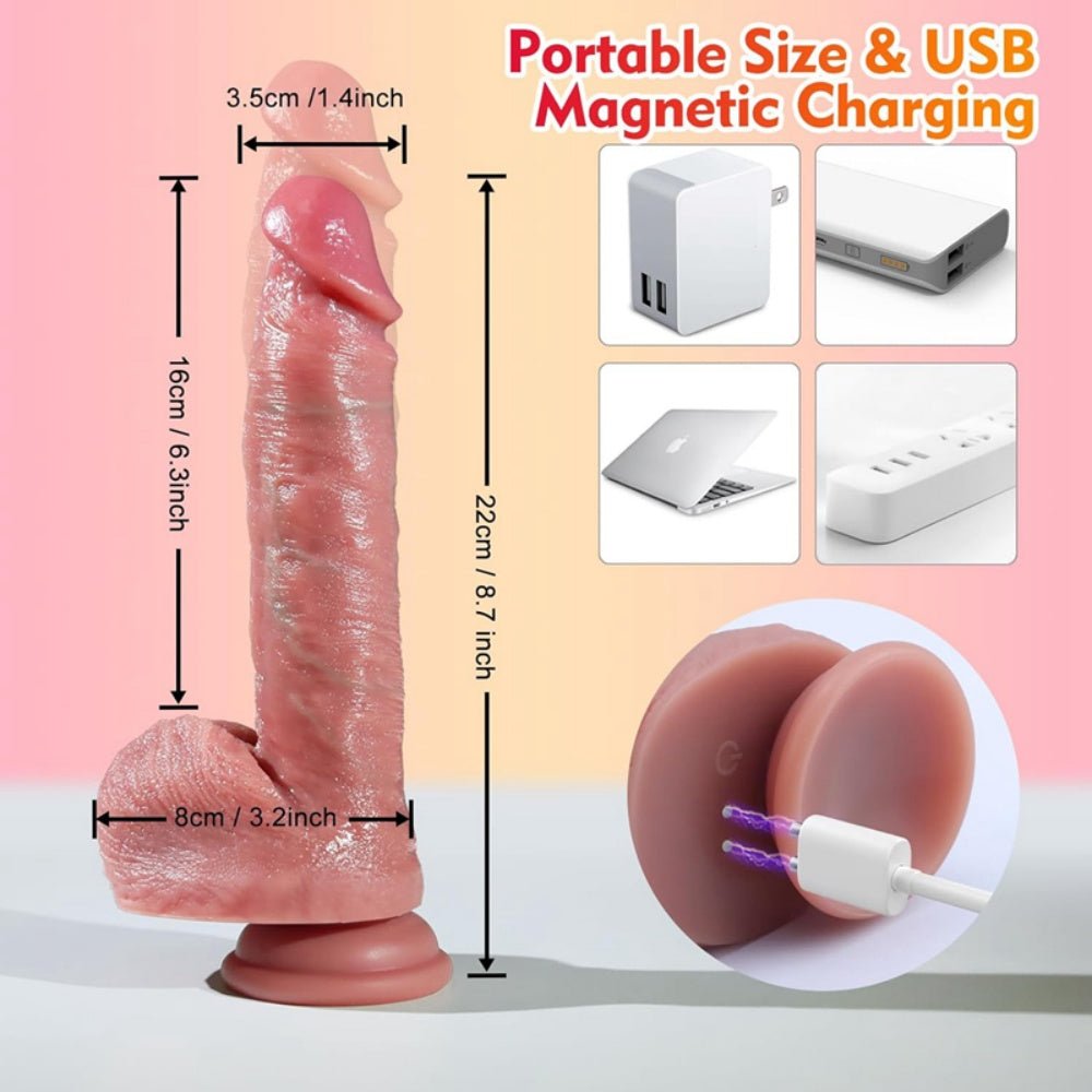 Loveangels Power Motion Remote Control Vibrating, Thrusting And Heating 8.7" Dildo - Loveangels
