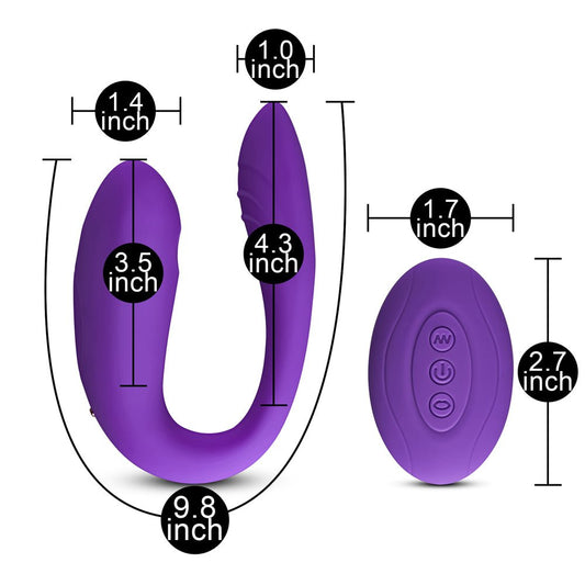 Loveangels Purple Remote Control Couples Vibrator with Air Pulse - Loveangels