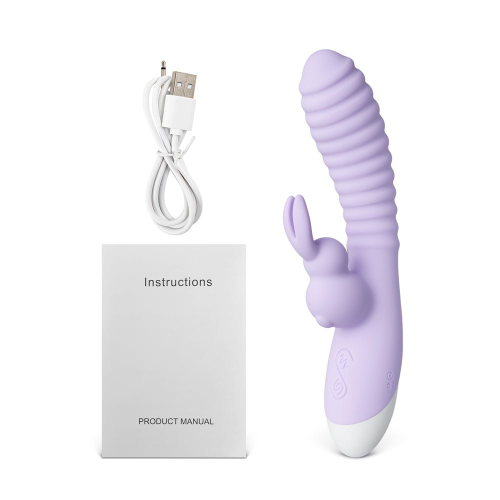 Loveangels Rechargeable Ribbed Silicone Rabbit Vibrator - Loveangels