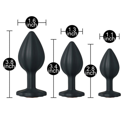 Loveangels Red Gem Base Silicone Butt Plug 3pk - Loveangels